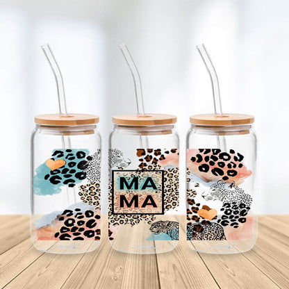 Mama Cheetah Glass Cup