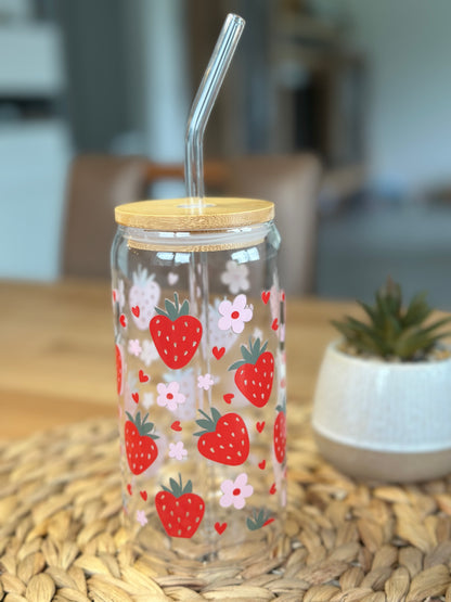 Strawberry Blossom Delight Glass Cup