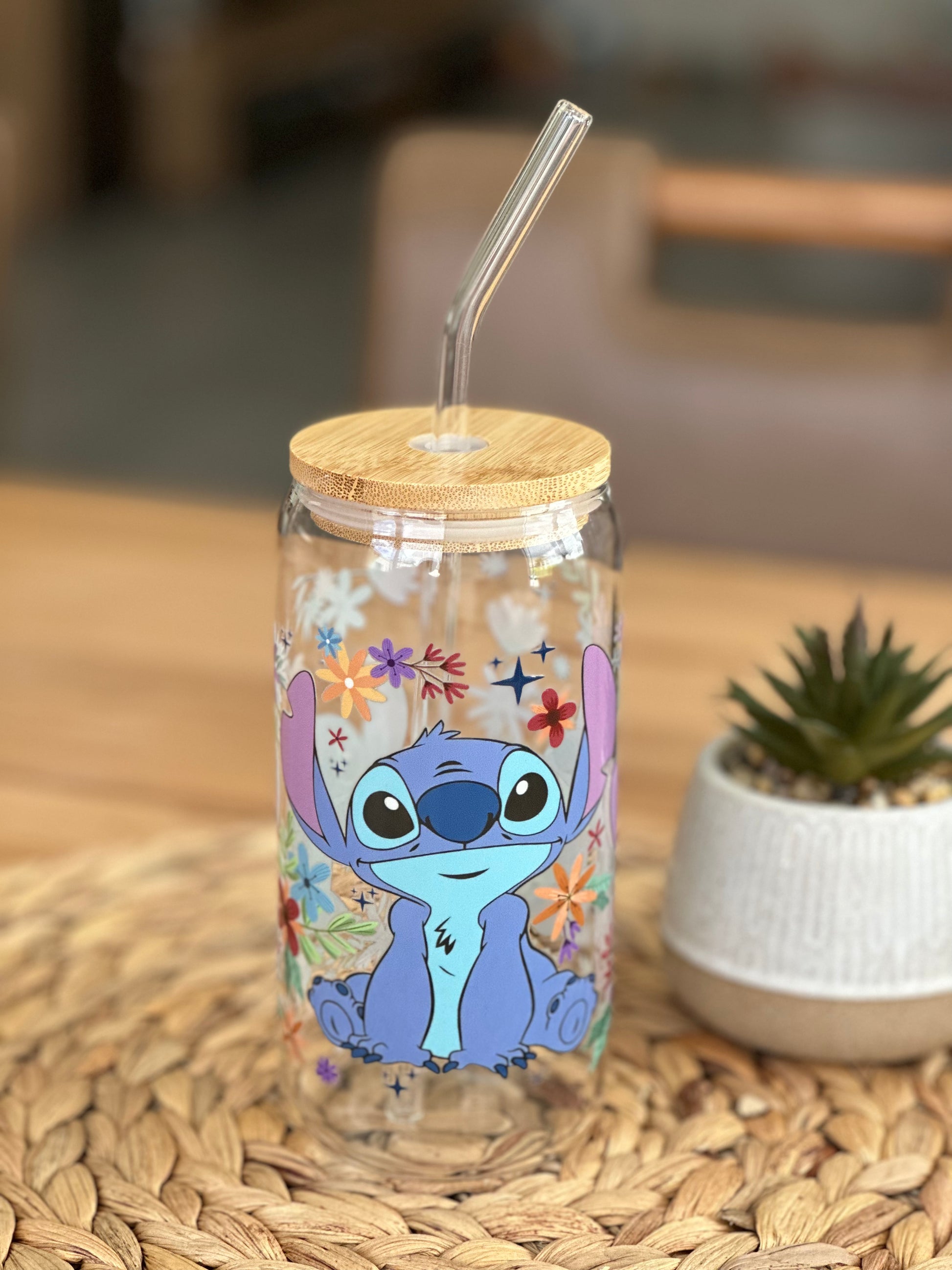 Kids Stitch Cup, Comes With Lid and Straw 
