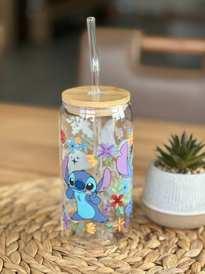 Blooming with Stitch Glass Cup – Enchenté Designs