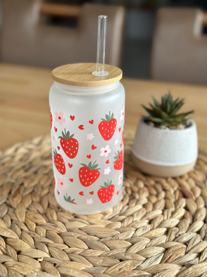 Strawberry Blossom Delight Glass Cup