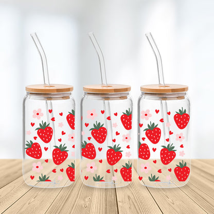 Strawberry Blossom Delight Glass Cup