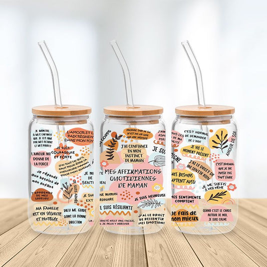 Mes Affirmations Quotidiennes De Maman FR Glass Cup