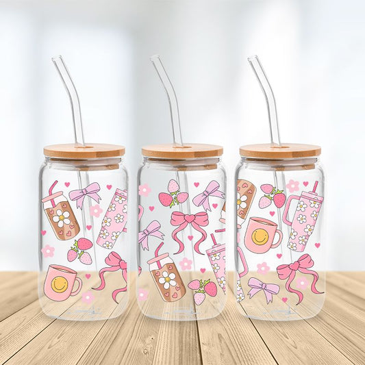 Girly Coffee Lover Glass Cup