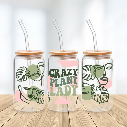 Crazy Plant Lady Glass Cup