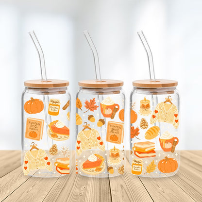 Pumpkin Spice Season Glass Cup