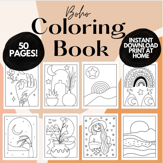 Minimalist Boho Coloring pages for Adults, Boho coloring book,  printable coloring pages for adults, adult coloring book, Printable coloring