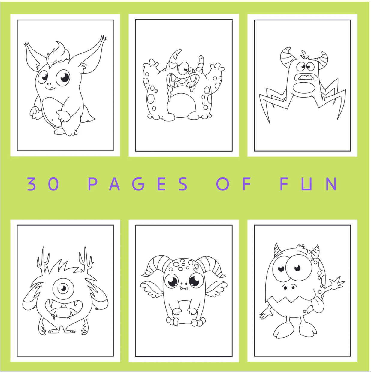 30 Cute Monster Printable Coloring pages for Kids and toddlers , Easy Cute Monster Coloring Book , Monster Party Activity Printable