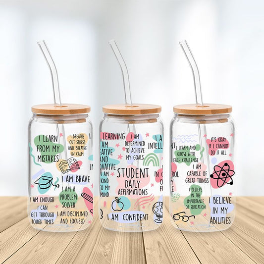 Student Daily Affirmations Glass Cup