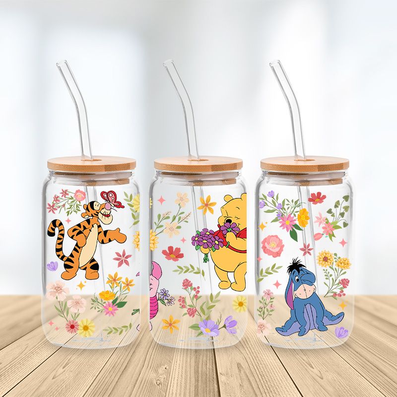 Winnie the Pooh Florals Glass Cup